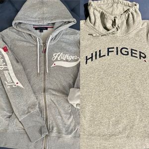 🤍💙 2 ✌🏽 Dos Deux!!! Tommy Hilfiger Zip Up Small Hoodie + Cowl Turtle Large